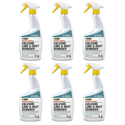 CLR PRO Calcium, Lime & Rust Remover - Quickly Removes Calcium and Lime Deposits, Stubborn Rust Stains, and Household Hard Water Deposits (32 Ounce Spray (Pack of 6))