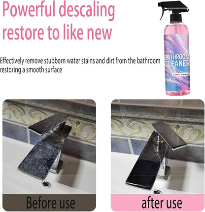 Bathroom Cleaner, All-Purpose Powerful Pink Bathroom Cleaner Spray Kit with Foam Descaler Spray, Microfiber Towel, and Scrub Sponge – Gentle Formula for Tubs, Tiles, Showers, and Glass Surfaces 300ml