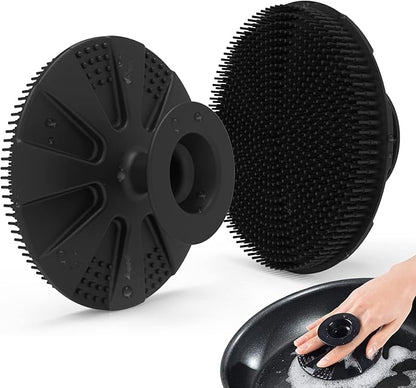 Silicone Sponge, BEAUTAIL Non-Scratch Scrub Sponges for Washing Dishes, Kitchen Fruit Vegetable Cleaning Brush, Long Lasting and Reusable Dishwashing Scrubber, Suction Up Hang Designed, 1 Pack, Black