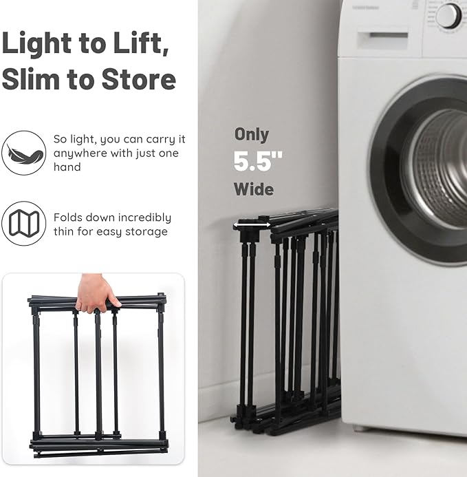 4 Tier Clothes Drying Rack Foldable | Foldable Clothing Drying Rack | Laundry Drying Rack Collapsible for Laundry Room, Dorm, Expandable Sturdy Metal Design | Black 29"L x 11.5"W x 53"H