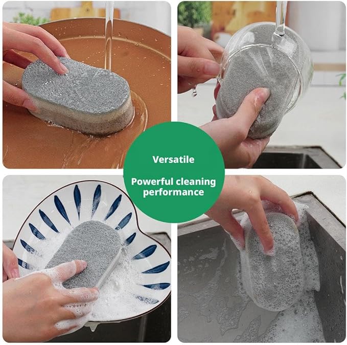 5 Pack Heavy Duty Cleaning Sponges Eraser for Kitchen Bathroom and Home Use, Multipurpose Emery Scrubber Pads, Durable Dish Scrubbing Sponge for Sink Pot Pan Tub Shower (Silvery)