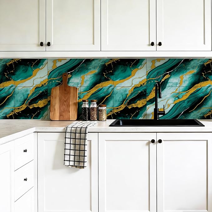 2.4mm Thick Marble Peel and Stick Backsplash, 30-Pack Self-Adhesive PVC Foam Wall Panels for Kitchen Backsplash, Bathroom, Living Room (11.8" x 11.8")