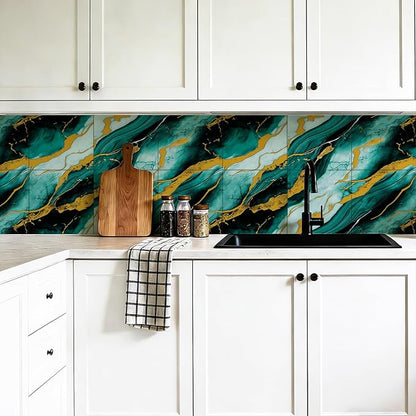 2.4mm Thick Marble Peel and Stick Backsplash, 30-Pack Self-Adhesive PVC Foam Wall Panels for Kitchen Backsplash, Bathroom, Living Room (11.8" x 11.8")