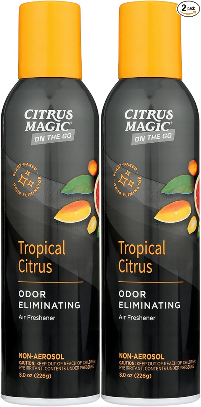Citrus Magic On The Go Odor Eliminating Air Freshener Spray for Auto, Tropical Citrus, 8-Ounce, Pack of 2