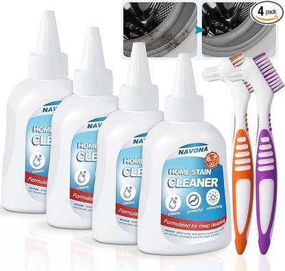 Navona 4 Pack Home Stain Cleaner Gel, Washing Machine Cleaner, Ideal for Shower Enclosures, Kitchen Sinks, Walls, Tiles and Bathroom Surfaces. Total 26.8 fl oz