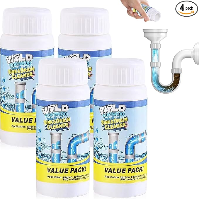 4pc Wild Tornado Pipe Dredge,Powerful Sink Cleaner for Kitchen Toilet Pipeline Quick Cleaning Tool- Wild Tornado Pipe Cleaner