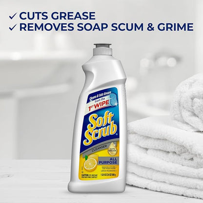 Soft Scrub Total All Purpose Bath & Kitchen Cleanser, Lemon Scent 24 oz