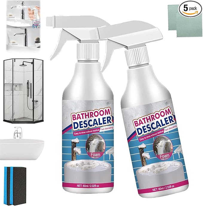 Stubborn Stains Cleaner Bathroom Descaler Cleaner,Acssart Bathroom Descaler,Bathroom Descaler Spray,Powerful Descaling Cleaning Agent,Bubble Cleaner Foam,All Purpose Rinse Cleaning Foam (2PCS)