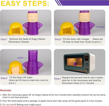 Asltw Angry Mom Microwave Oven Steam Cleaner, Clever Mama Microwave Cleaner, the Fun and Easy Way to Steam Clean Your Microwave, Cut Cleaning Time by Half (Purple)