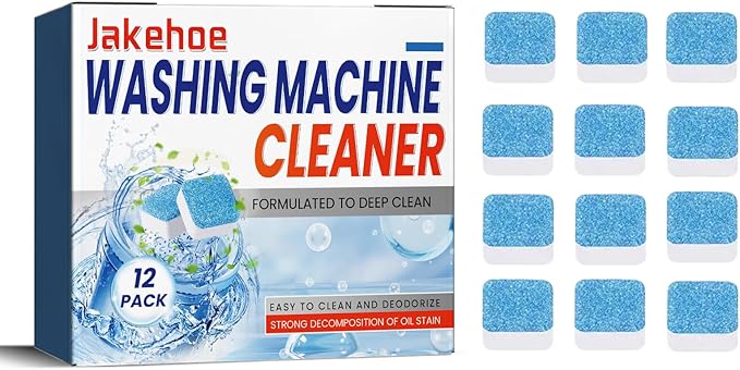 Washing Machine Cleaner Tablets, 12 Pack, Deep Clean and Deodorize, Oil Stain Removal