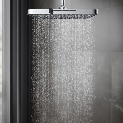 Hibbent cUPC Certified 5 Spray Modes Shower Head, 13'' High Pressure Large Rainfall Shower Head, High Flow Waterfall Bathroom Fixed Showerheads with Adjustable Swivel Ball Joint, Chrome