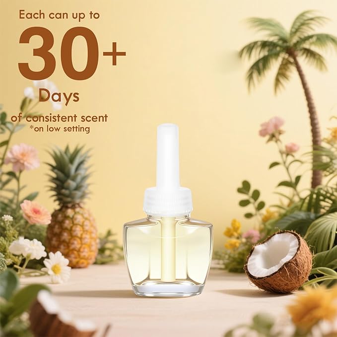 Plug In Air Freshener Refills - Hawaiian Scented, Wall Plug In Refills, 6 Pack (3.96 Fl Oz), Compatible with Air Wick & Glade, Not Include Glade Plus, for Bathroom, Bedroom, Office