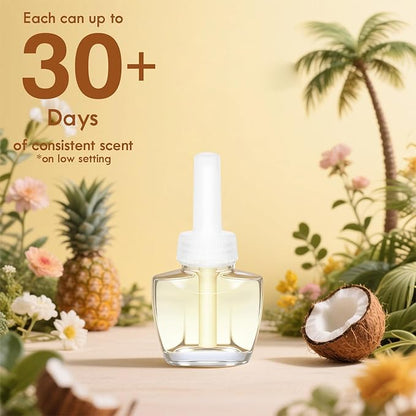 Plug In Air Freshener Refills - Hawaiian Scented, Wall Plug In Refills, 6 Pack (3.96 Fl Oz), Compatible with Air Wick & Glade, Not Include Glade Plus, for Bathroom, Bedroom, Office