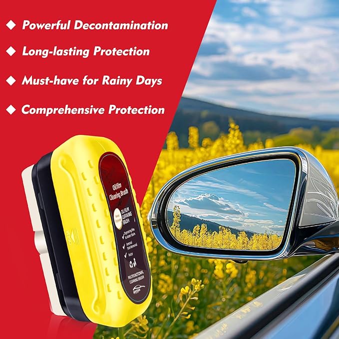 Automotive Oil Film Cleaning Brush with Reusable Foam Sprayer, Upgraded Antifog Glass Cleaning Board, Glass Oil Film Remover for Car Windows & Windshields, Versatile Car Glass Cleaner Brush (Yellow)
