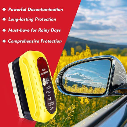 Automotive Oil Film Cleaning Brush with Reusable Foam Sprayer, Upgraded Antifog Glass Cleaning Board, Glass Oil Film Remover for Car Windows & Windshields, Versatile Car Glass Cleaner Brush (Yellow)