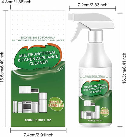 Multi-Purpose Enzyme Foam Cleaner Spray - Powerful Kitchen Appliance Degreaser for Range Hood, Oven & Countertop - Includes Streak-Free Cloth - 100ml (3Pcs)