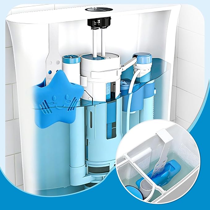 Toilet Tank Tablet Holder, Blue Star Shaped Hanging Toilets Bowl Tablet Holder for Preventing Dissolved Residue From Polluting Water Tank(2Ps)