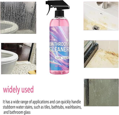 Bathroom Cleaner, All-Purpose Powerful Pink Bathroom Cleaner Spray Kit with Foam Descaler Spray, Microfiber Towel, and Scrub Sponge – Gentle Formula for Tubs, Tiles, Showers, and Glass Surfaces 300ml