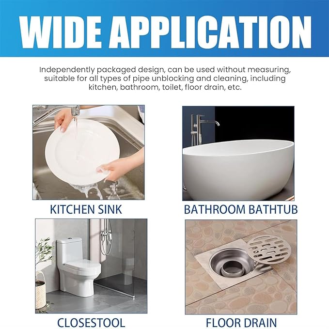 Strength Drain Cleaner - Powerful Pipe Dredging Agent, Pro Hair Drain Clog Remover & Cleaner, Quickly Clean Sewers and Eliminate Odors, Suitable for Bathroom, Kitchen, Shower, Sink & Toilet (1Pcs)