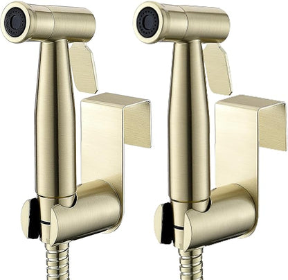 Purrfectzone Bidet Sprayer for Toilet, Bidet Sprayer for Feminine Wash, Premium Stainless Steel Jet Spray for Toilet, Wall-Mounted or Toilet Tank Mounted - Brushed Gold