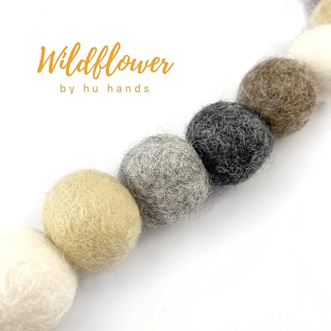 Garland Weathered Naturals Wool Felt Balls (50) Pom Poms in Neutral Earth Tones Including Grays and Browns for Decor .8 - 1 Inch Size | Hand Felted in Nepal from 100% NZ Wool | Bag Included