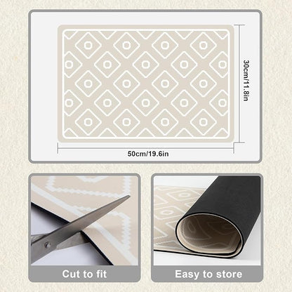 SUEH DESIGN Dish Drying Mat, Absorbent Coffee Mat 19.6 x 11.8 in Quick Dry Drying Mats Large Coffee Mat for Coffee Bar Kitchen Countertop, Khaki