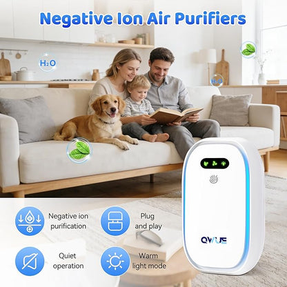 Air Ionizers with Warm Night Light (4 Pack), Plug in Negative Ion Air Purifier, Quiet Air Freshener for Odors, Smoke, Dust, Portable Air Purifiers for Home, Office, Bedroom, Bathroom, Mini Air Cleaner