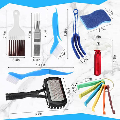 8 Pcs Air Conditioning Fin Cleaner Set HVAC Coil Cleaning Brush Condenser Fin Straightener Evaporator Coil Cleaner AC Comb Condenser Split Cleaning Kit Fridge Radiator Tool(Black,Threaded)