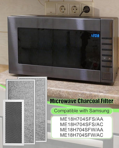 3 Pcs Microwave Charcoal and Grease Filter Fit for Samsung ME18H704SFS/AA ME18H704SFS/AC ME18H704SFW/AA ME18H704SFW/AC