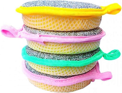 20 Pcs Dishwashing Sponge, Double Sided Round Scrubber Rag Dish Pad for Home Kitchen Cleaning Tool(Random Color)