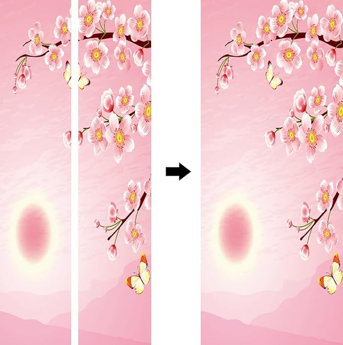 A.Monamour 3D Door Stickers for Interior Doors Cherry Blossom and Butterfly on Pink Background Vinyl Waterproof Self Adhesive Door Mural Decals for Bedroom Office Bathroom 90x200cm