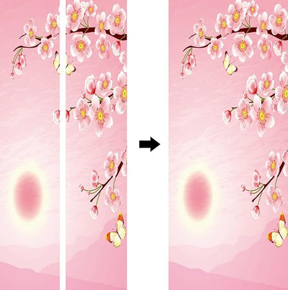 A.Monamour 3D Door Stickers for Interior Doors Cherry Blossom and Butterfly on Pink Background Vinyl Waterproof Self Adhesive Door Mural Decals for Bedroom Office Bathroom 95x215cm