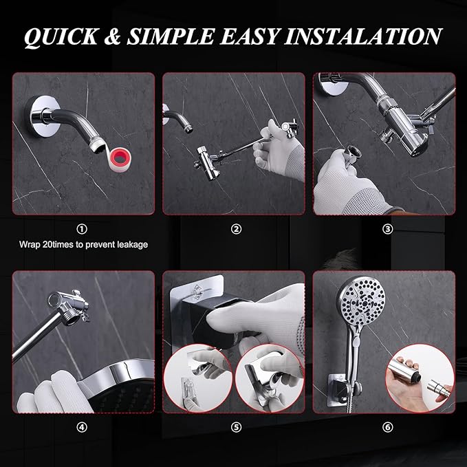 Rainfall Shower Head with Handheld, 14 Inch Rain Shower Head Combo,High Pressure Fixed Showerhead and 10 Spray Settings Handheld Shower Heads,Bathroom Accessories,Chrome