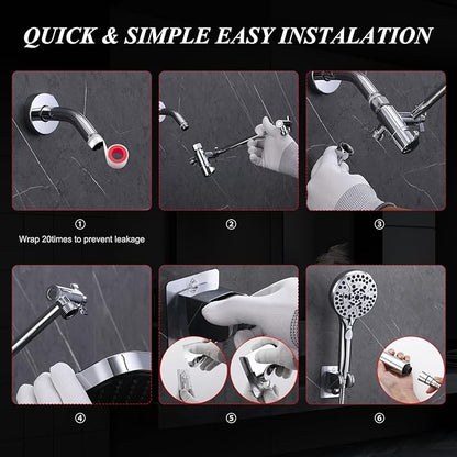 Rainfall Shower Head with Handheld, 14 Inch Rain Shower Head Combo,High Pressure Fixed Showerhead and 10 Spray Settings Handheld Shower Heads,Bathroom Accessories,Chrome