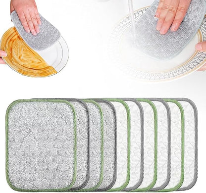 Multipurpose Wire Dishwashing Cloth, Double-Sided Non Scratch Stainless Steel Dishcloth, Reusable Heavy Duty Cleaning Cloth for Dishes Pots Pans Sink Kitchen Cookware (Colorful*10)