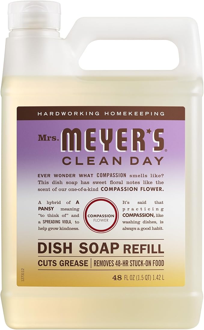 MRS. MEYER'S CLEAN DAY Liquid Dish Soap Refill, Compassion Flower, Packaging May Vary, 48 fl. oz