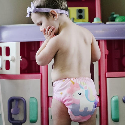 babygoal Reusable Cloth Diapers for Girls, Adjustable Washable Nappy 6pcs+ 6pcs Microfiber Inserts+One Wet Bag 6YDG08