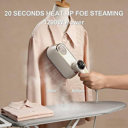 Travel Steamer for Clothes Portable, 1200W Handheld mini travel Steam Iron 4 Mode with LCD Displa Powerful Wrinkle Remover, Garment Steamer for Home, Dorm, Travel 120V