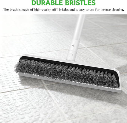 SetSail Floor Scrub Brush, Scrub Brush with 48-Inch Long Adjustable Handle 2 in 1 Scraper Brush Stiff Bristle Floor Scrubber for Cleaning Bathroom Shower Kitchen Garage Deck Tilb Tub, White