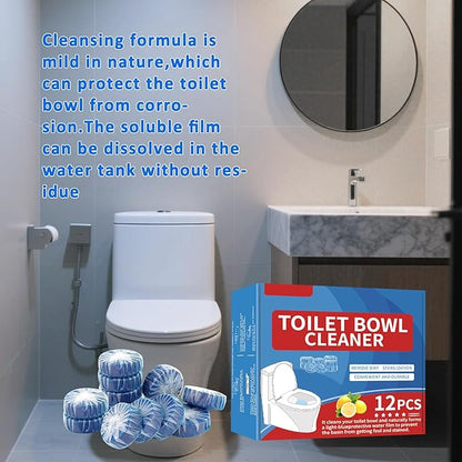 Toilet Cleaning Tablets | Fast-Dissolving, Long-Lasting Freshness | 12/24 Count | Safe for All Toilets, Septic Tanks & Pipes (12)