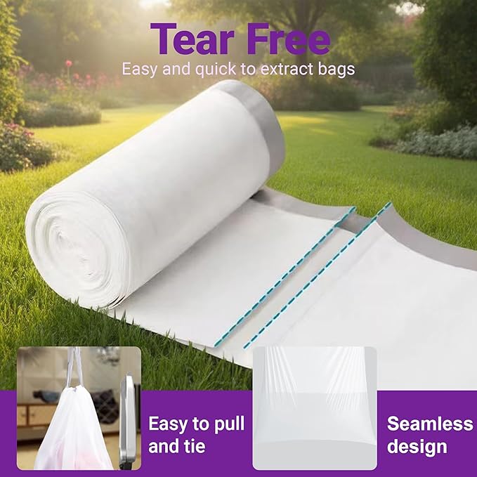 8 Gallon Drawstring Trash bags for Dual Compartment Can (2 x 8 Gallon) 100 Count 1.0 Mil Thickness Kitchen Garbage Liner Pre-Separated Compatible with Liner Code 30A