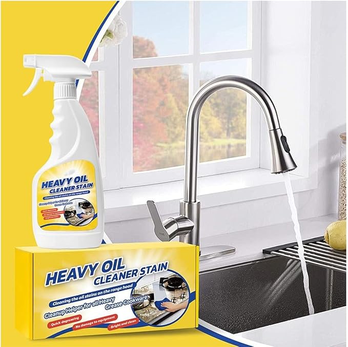 Heavy Duty Kitchen Degreaser Spray, Powerful Grease Oil Cleaner Stain Remover for Ovens, Stovetops, Grills & Cookware (1PCS)