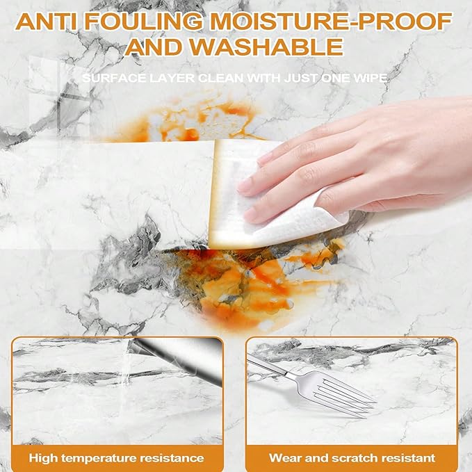 Chejiaye 10pcs Marble Peel and Stick Backsplash Waterproof Washroom Wall Panels, Peel and Stick Tile, PVC Foam Wall Panels for Kitchen,Bathroom,Living Room,Black Gold(Not Real Tile,11.8" x 11.8")