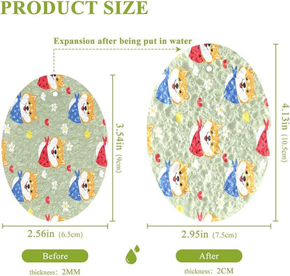 Cute Shiba Inu Dogs Kitchen Scrub Sponges, Pop-up Kitchen Cleaning Sponges Reusable Dish Washing Sponges for Bathroom Household Cleaning 3 Pack - Non Scratch Scrubber