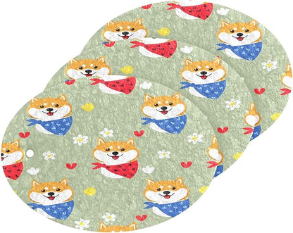 Cute Shiba Inu Dogs Kitchen Scrub Sponges, Pop-up Kitchen Cleaning Sponges Reusable Dish Washing Sponges for Bathroom Household Cleaning 3 Pack - Non Scratch Scrubber