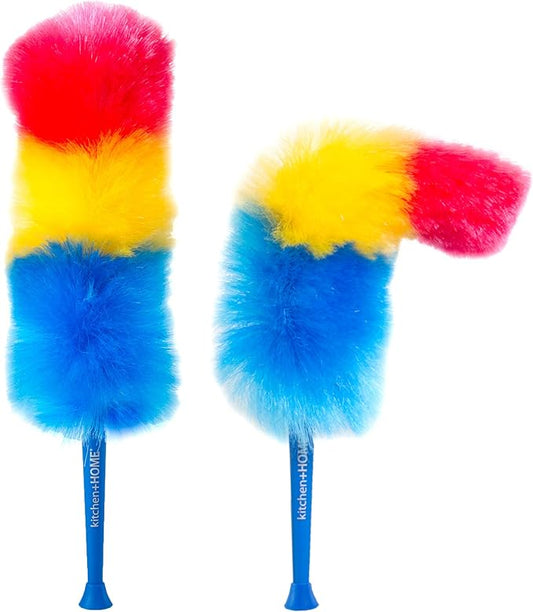 Kitchen + Home 23” inch Rainbow Static Duster - Electrostatic Feather Duster Attracts dust Like a Magnet!