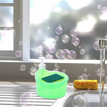 Kitchen Soap Dispenser - 2 in 1 Dish Soap and Sponge Holder, Sink Liquid Soap Pump Organizer | Dishwashing Soap Dispenser with Sponge caddyy, Refillable Soap Pump Dispenser for Kitchen Cleaning