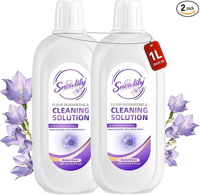 Snowlily 2 Pack Floor Cleaning Solution Compatible with Tineco iFLOOR & FLOOR ONE Series,Floor Cleaner for All Robot Vacuums Wet-Dry Mops,Deep Cleans Hardwood,Tile & Laminate,33.8 Fl Oz