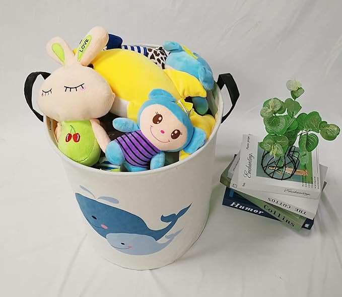 MAIZMZ Kids Hamper Baby Laundry Basket Gift Toy Box Storage Nursery Bins Waterproof Organizer Large Canvas Collapsible Chest for Home/Dorm/Kitchen/Pet/Office/Closet/Shelf/Room Decor