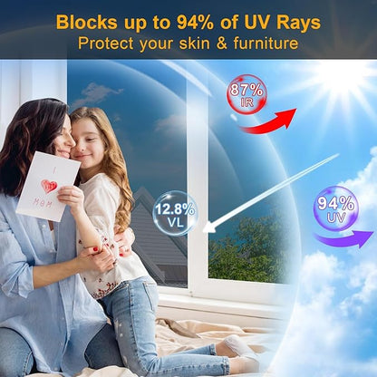 One Way Window Privacy Film See Out Not in, Window Tint for Home, Reflective Mirror Glass Windows Coverings Sun Heat UV Blocking, Silver, 47.2 Inch x 157.4 Inch